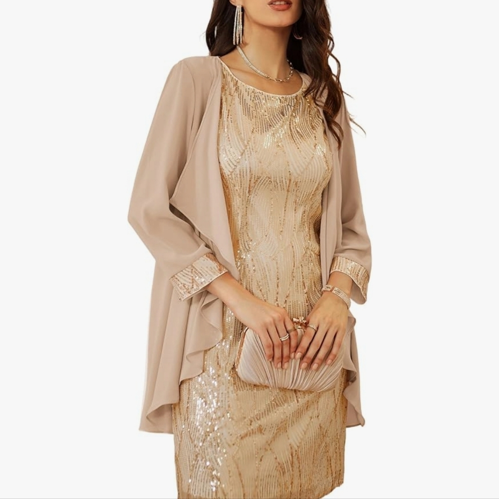Grace Karin Champagne Sequin Dress